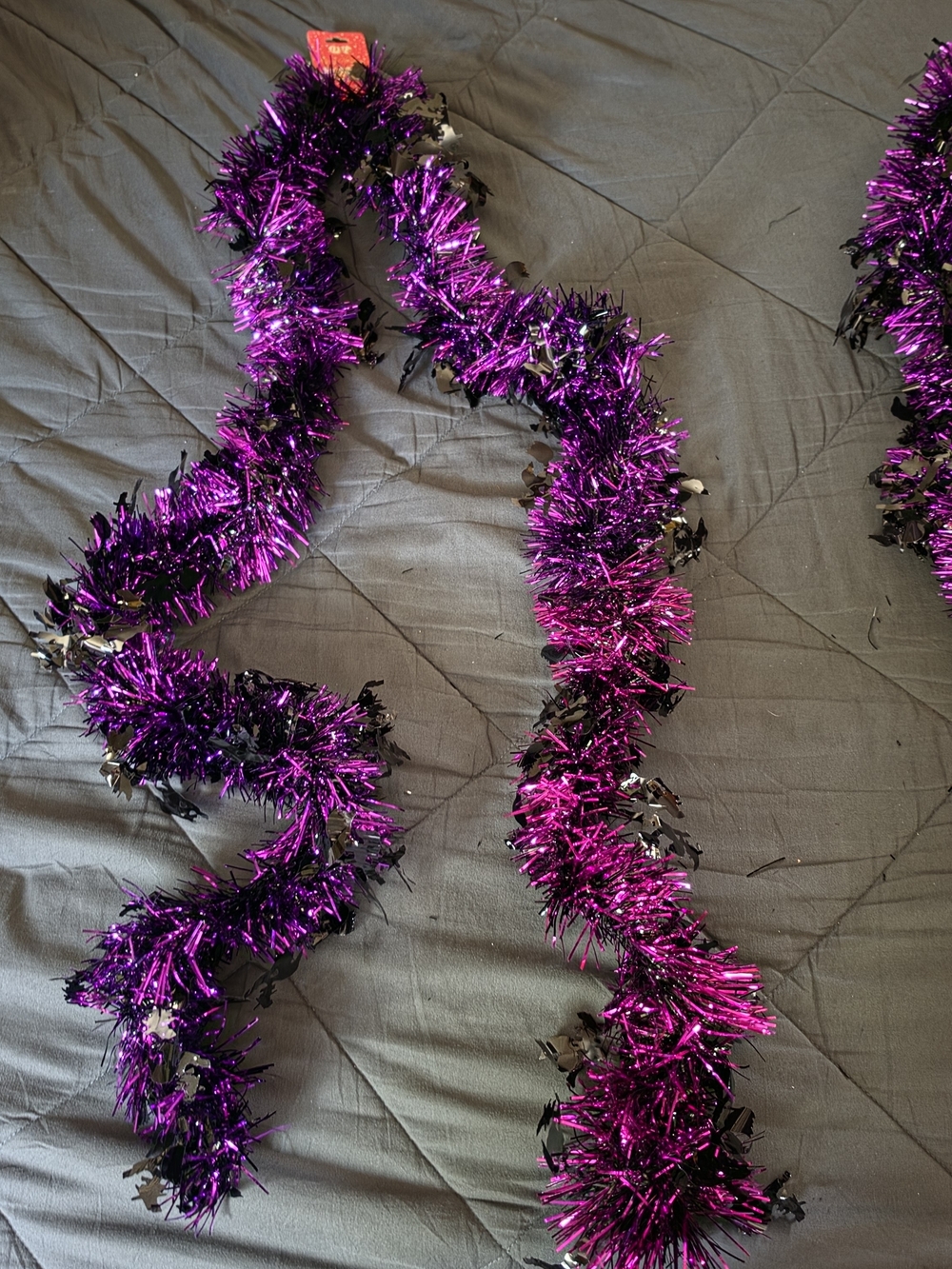 Purple and Black Festive Tinsel Garland - Sparkling Party Decoration